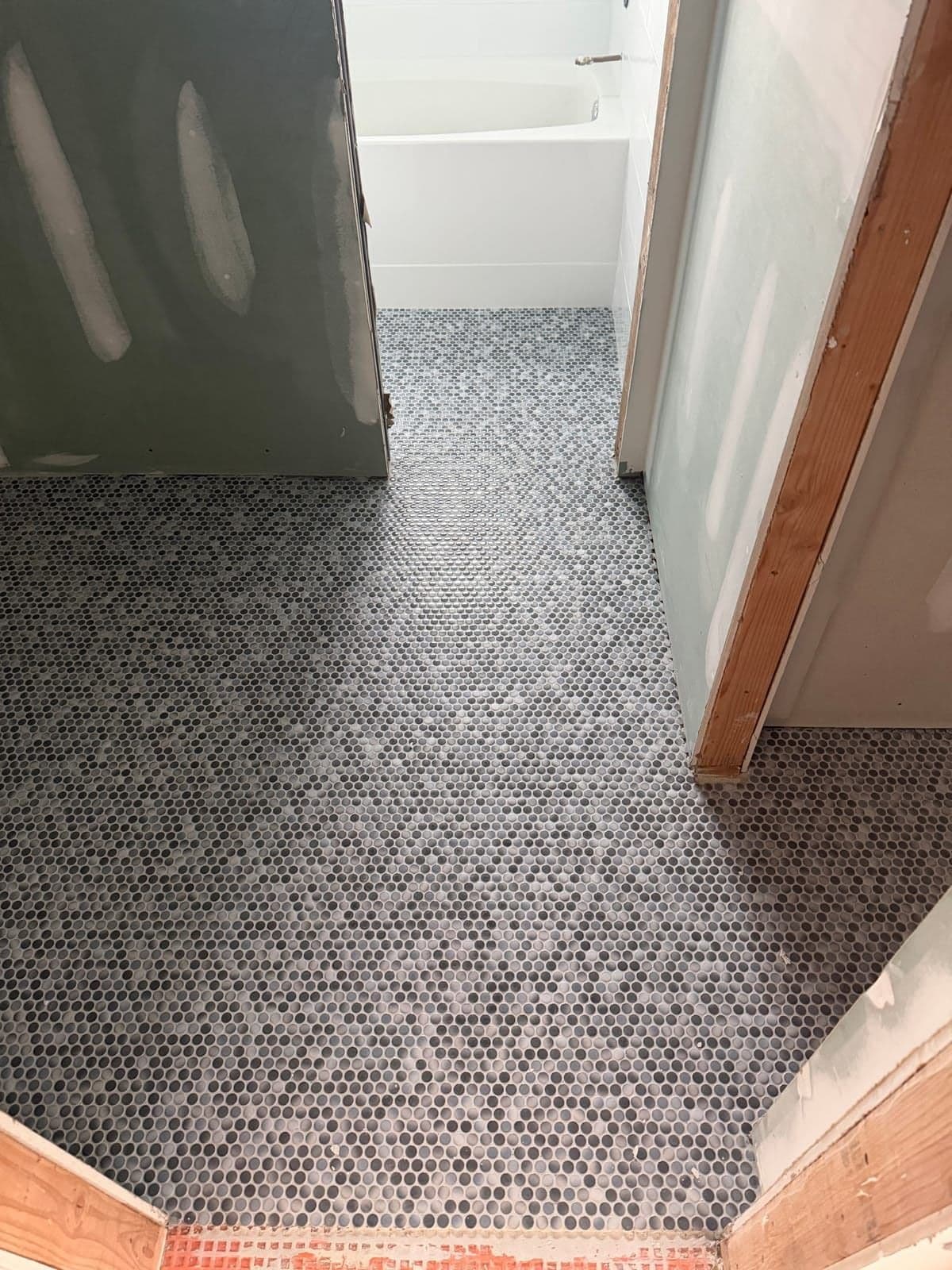 Hexagonal wall tile installation